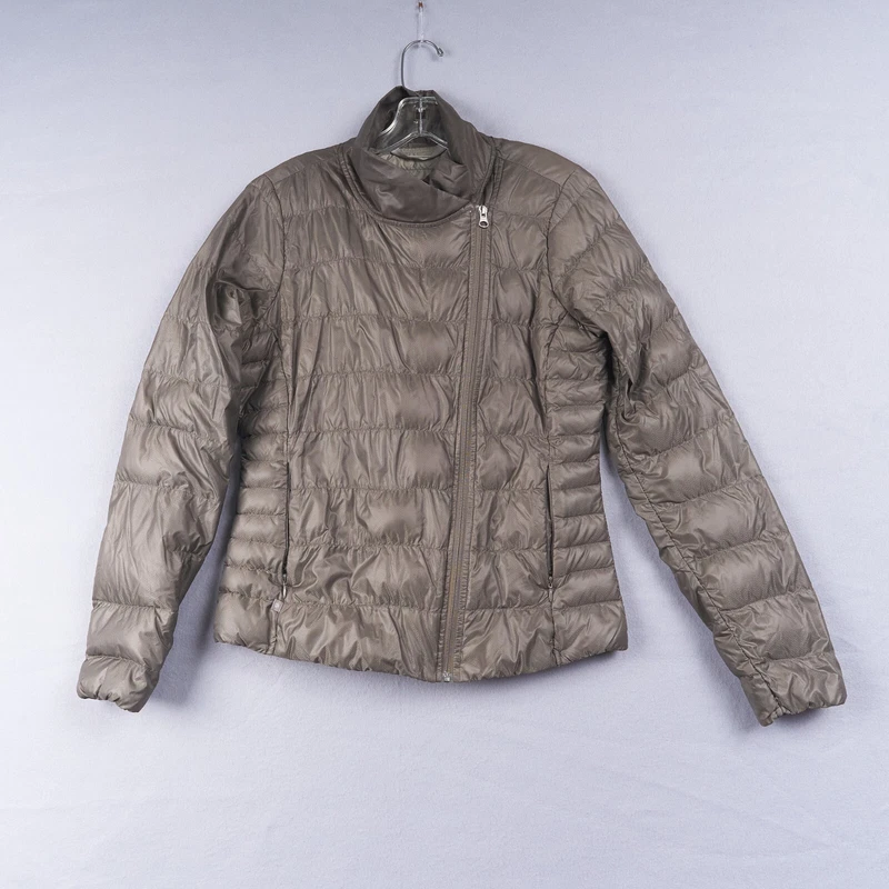 athleta downalicious goose down asymmetrical zip jacket
