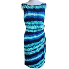 Anne Klein Sleeveless Tie-Dye Dress Women's 12 Vibrant Abstract Casual Boho Midi