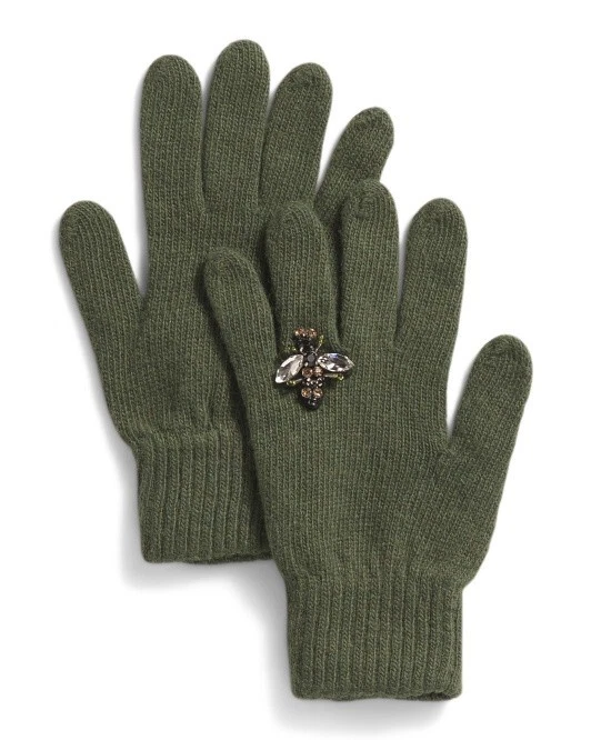 NWT STILESTRO Made In Italy Wool And Cashmere Blend Embellished Ring Gloves