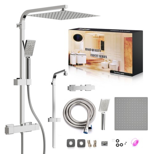 Duschsystem mit Thermostat Duscharmatur Regendusche Duschset Duschsäule Dusche - Bild 9 von 9