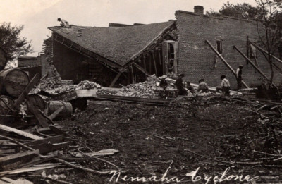 RPPC Tornado Damage NEMAHA Nebraska NE Building Collapse RARE ANTIQUE Postcard