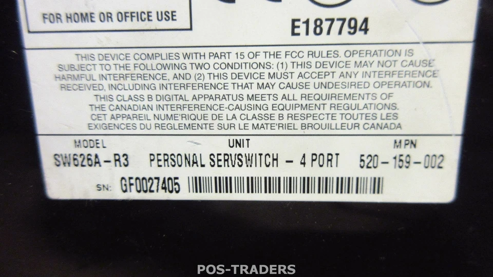 Black Box SW626A-R3 Personal ServSwitch 4-Port KVM Computer Switch EXCL PSU - Bild 3 von 3