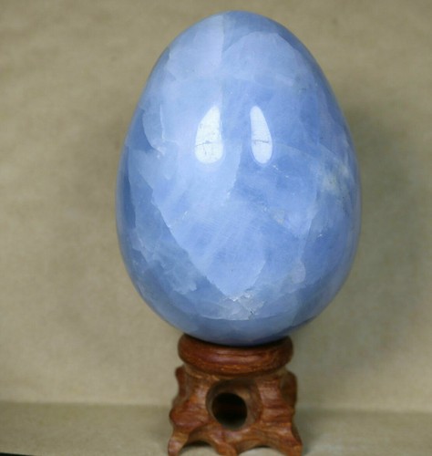 363g Natural Polished Blue Celestite Crystal Egg Stone Specimen Healing / Stand - Picture 5 of 10