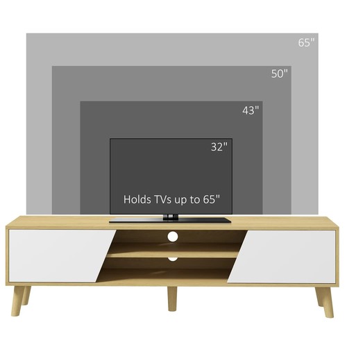 Scandinavian-Style TV Cabinet, with Storage - Wood-Effect/White - Picture 6 of 11