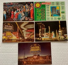Vtg Las Vegas Post Card LOT of 5 Chrome Sahara Golden Nugget Fremont St Roulette
