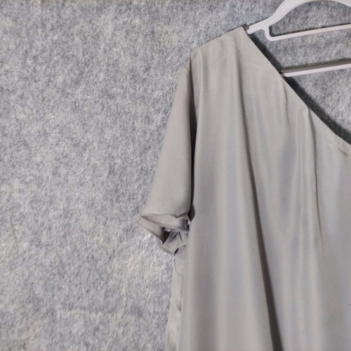 Lane Bryant Top Plus 26 Sequin One Shoulder Ruffle Gray Boho Festival Romantic - Picture 8 of 10