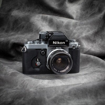 For Nikon F2 F2A F2AS F2S Handmade Real Leather Half Camera Case Bag Cover Black