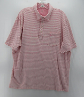 Johnnie O Polo Shirt Men XXL Pink White Hangin Out Pullover Golf Surfer Striped