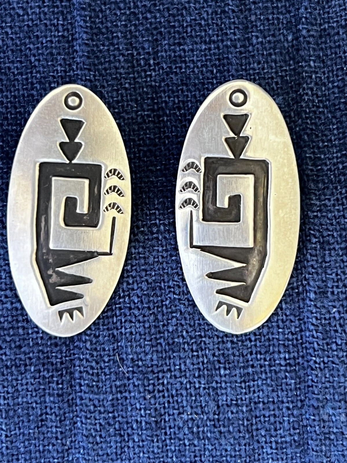 Sterling Silver Post Earrings Native American Sil… - image 1