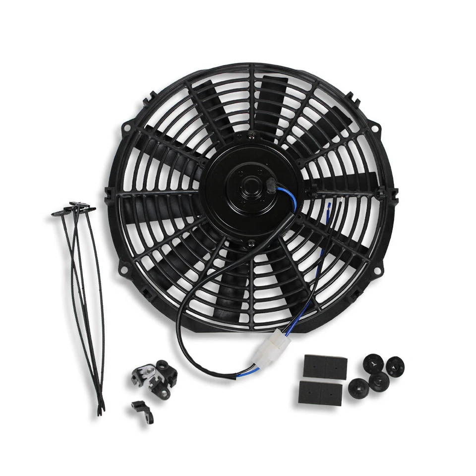 2 paquetes de ventiladores eléctricos de radiador de hoja recta de 10" de 12 V con kit de termostato Foto 2 de 4