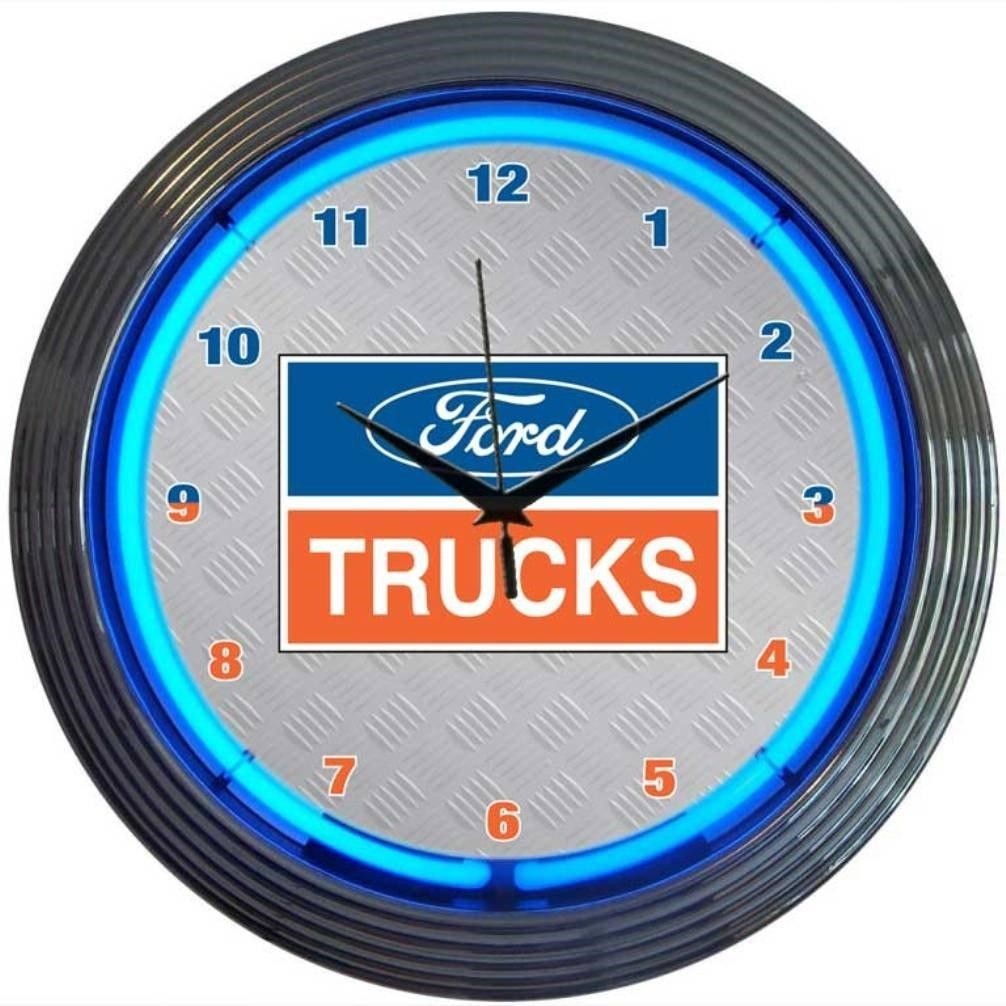 Ford Trucks Licensed OLP Sign Neon Clock 15"x15"