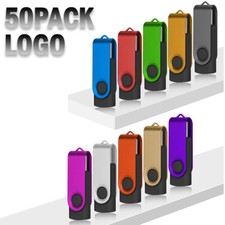 Lot 50PCS 1/2/4/8/16GB USB Flash Drive Swivel Thumb Memory U Stick Custom Logo