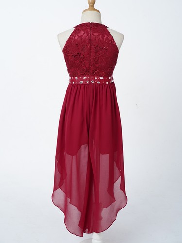 Sequin Glitter Flower Girls Dress Kids Halter Maxi Romper Gown Prom Dresses - Picture 11 of 54