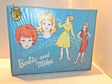Barbie: NICE Vintage BLUE BARBIE MIDGE WIDE TRUNK Case 