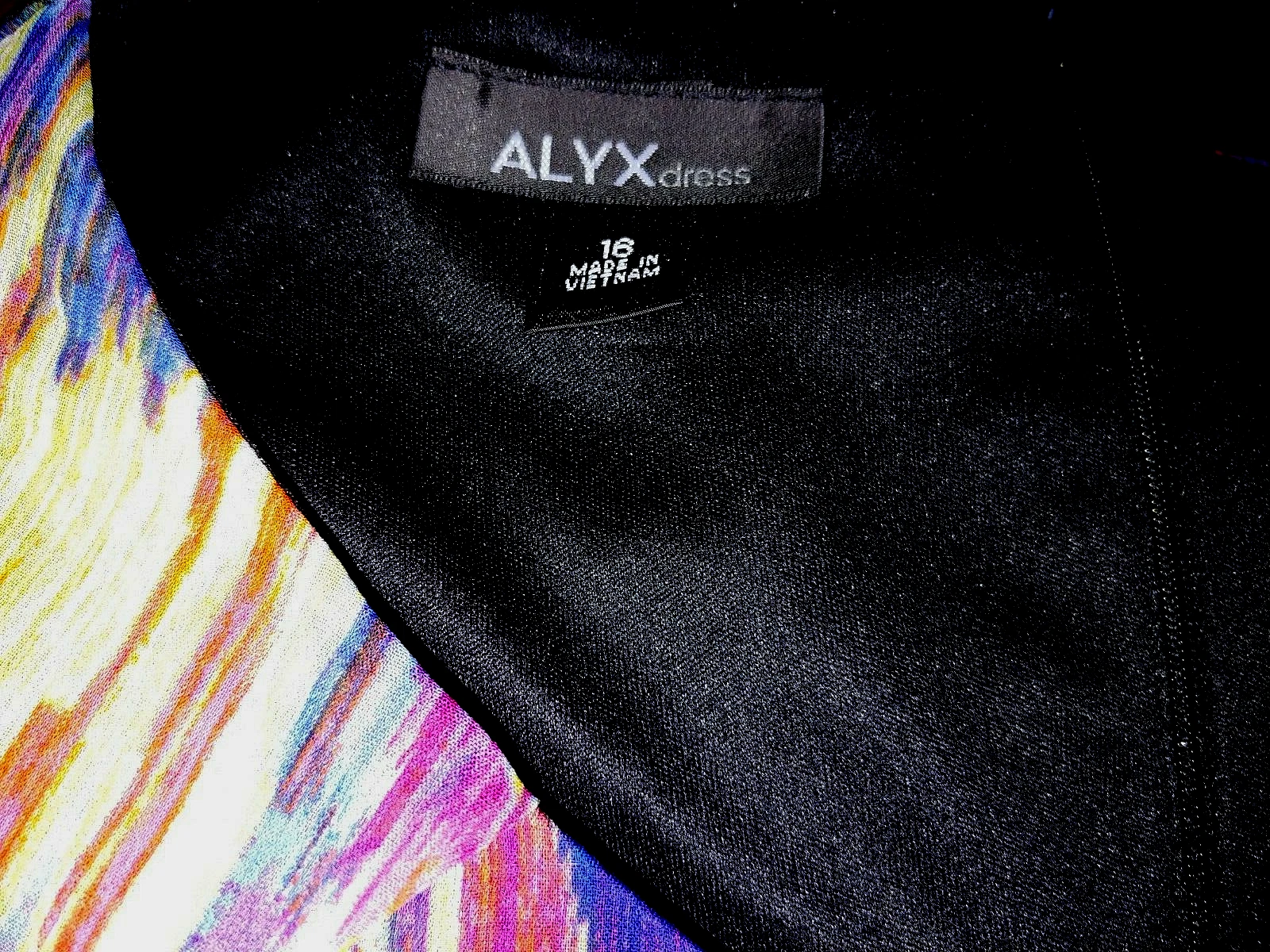 ABITO ALYX DONNA SMANICATO SCOLLO A V NERO COLORATO ABITO 16 INDOSSATO UNA VOLTA