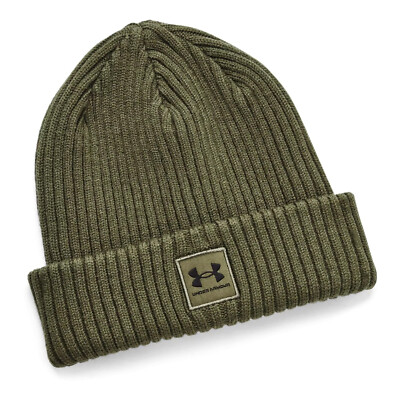Under Armour 1373108 Halftime Trail Marine OD Green Acrylic Ribbed Cuff Beanie
