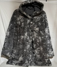 Hal Rubenstein Coat Womens (l), Silver/grey Patchwork Reversible Faux Fur Hooded