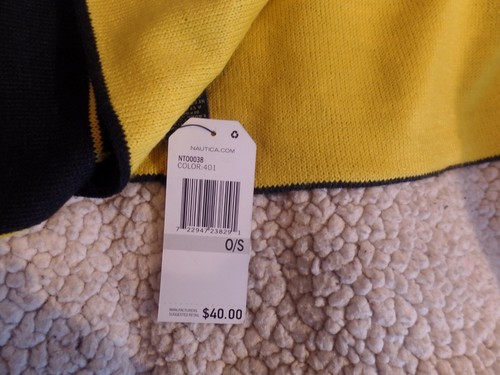 NAUTICA, SCARF, MEN'S, BRAND NEW WITH TAGS, NAVY & GOLD, WARM - Picture 3 of 12