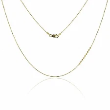 2mm Solid Half Moon Diamond Cut Bead Ball Chain Necklace REAL 14K Yellow Gold