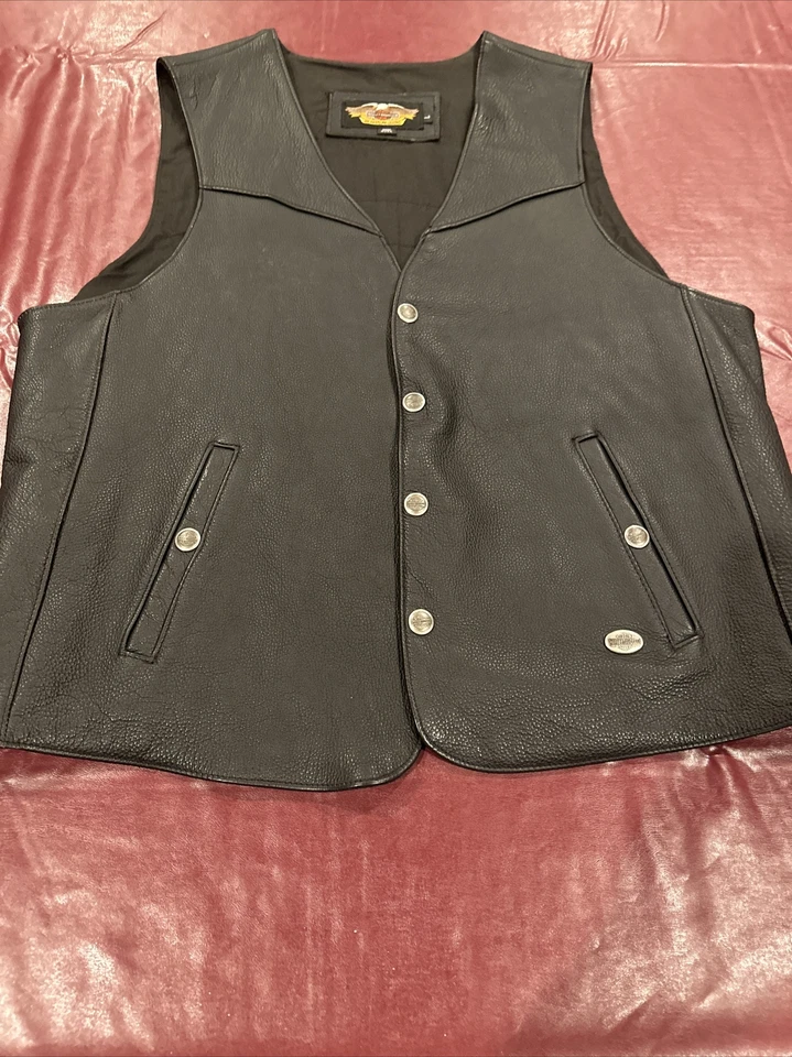 Chaleco de cuero Harley-Davidson para hombre HOG Harleys Owners Group excelente estado