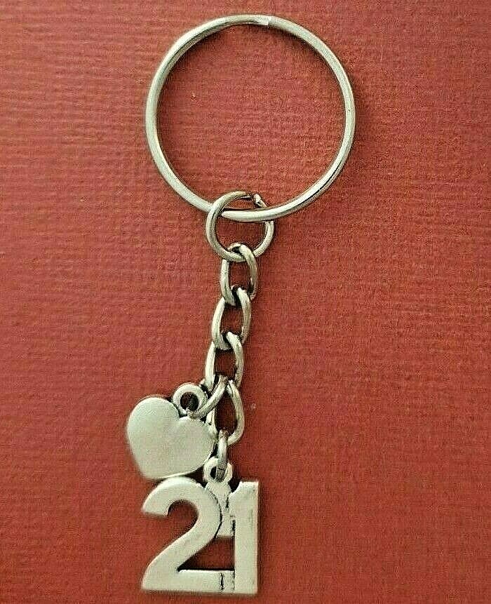21st Keyring Heart Birthday Number Gift keychain 21 Anniversary