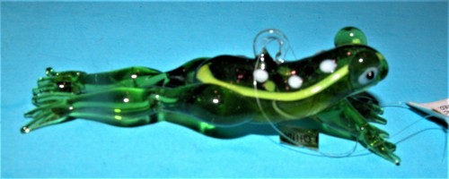 Department 56 glass frog ornament NEW, year-round, green w spotted back - Picture 4 of 5