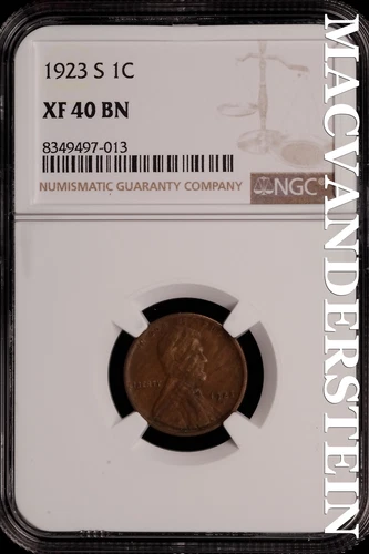 1923-S Lincoln Wheat Cent - NGC XF 40 BN - Scarce  No Reserve  #SLH37