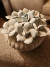 Vintage Nippon Yoko Boeki Covered Footed Trinket Dish Tiny chips Smoke Free Home