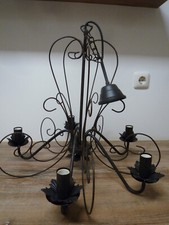 Honsel Deckenbeleuchtung Vintage Kronleuchter  5-flammig rostfarbig mit Blättern