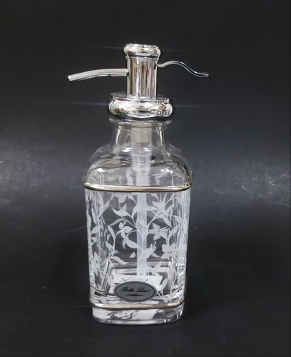 BELLA LUX 4 PC Vetro, Bianco Floreale, Foglia, Argento Sapone Dispenser, Jar , - Foto 6 di 7