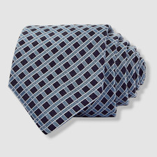 Hugo Boss Men's Blue Check Silk Neck Tie Size 59 x 3