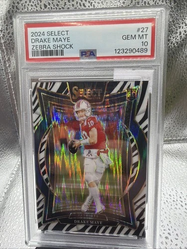 2024 Panini Select - Concourse Drake Maye #27 Zebra Shock (RC) PSA 10