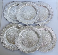 Silver Metallic Charger Plates Set of 6 Textured Holiday Table Decor New