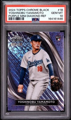 2024 Chrome Black Yoshinobu Yamamoto Rookie Purple Diamond Refractor /150 PSA 10