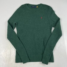 Polo Ralph Lauren Sweater Mens Small Green Wool Crew Pullover Golf Golfing Pony