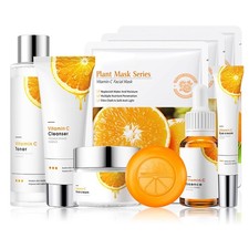 Vitamin C Face Skincare Set,9 Pcs C Skin Care Set with 3 C