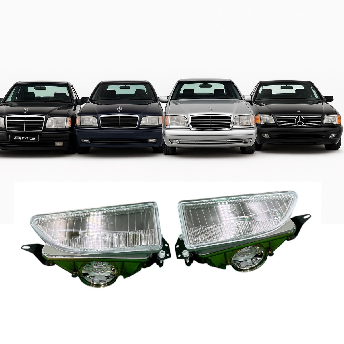 AMG ver3 フォグランプ左右 レア未使用新品 W124 R129 W202 Fog Light Set for Mercedes W124 AMG Bumper R129 SL500, W202, W140