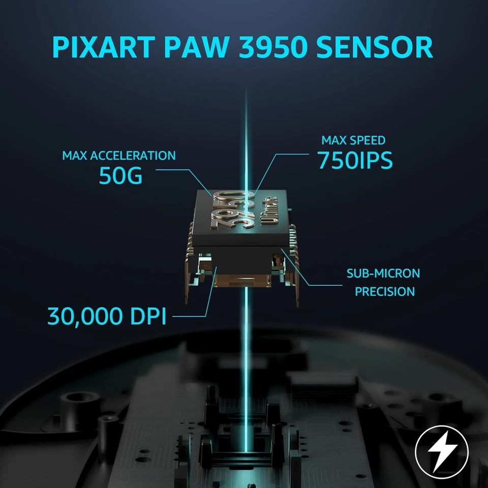 Ratón inalámbrico para juegos Rapoo VT3PRO MAX, 59 g superligero, PAW 3950 - negro Foto 2 de 4