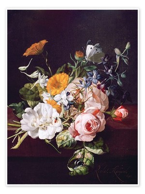 Poster Vase mit Blumen - Rachel Ruysch