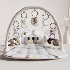 Baby Gym Play Mat with Detachable Musical Piano, Light Up Activity Center wit...