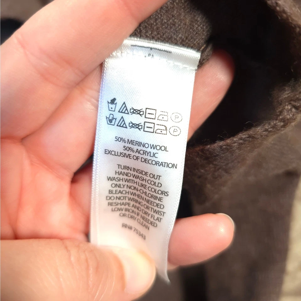 Suéter Ellen Tracy Mezcla Lana Merino Hebilla Capucha Cuello Envoltura Mujeres Talla 2X Marrón Foto 4 de 4