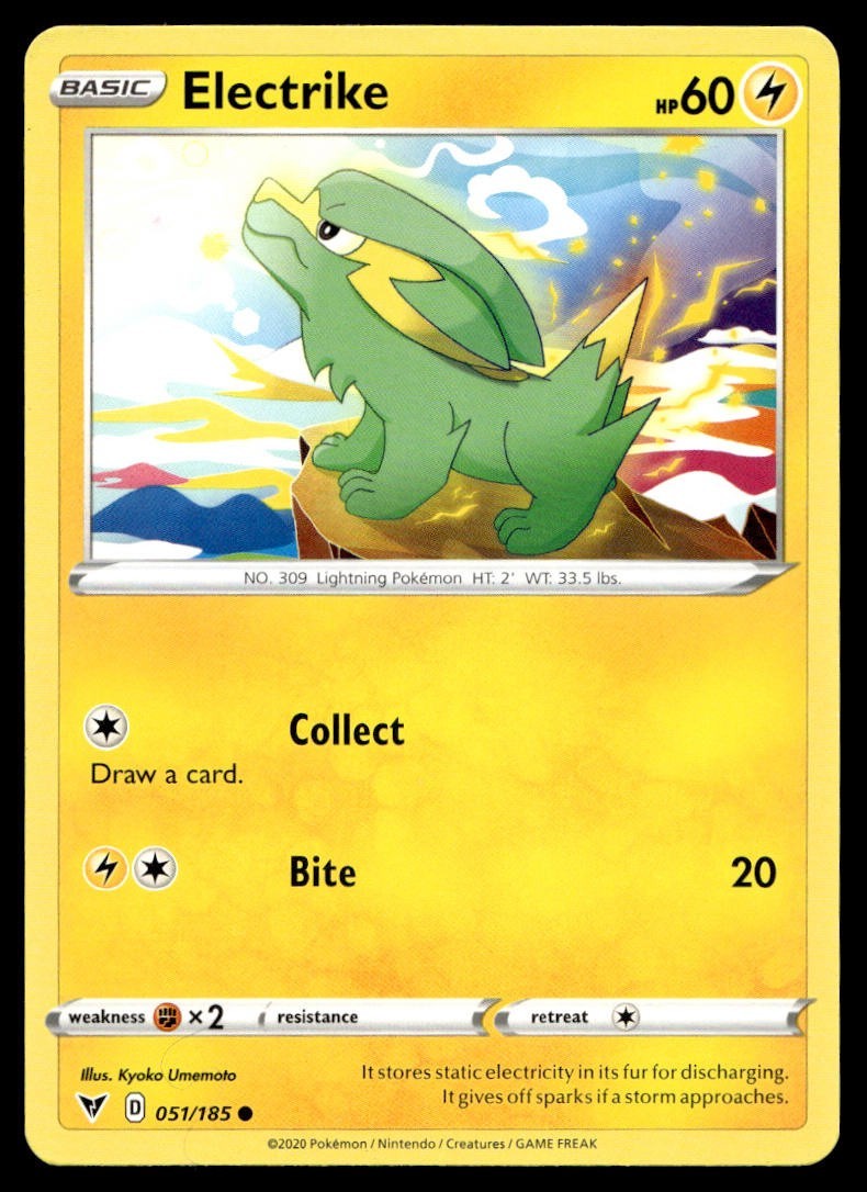 Electrike 51/185 Pokemon Card Vivid Voltage Common 60 HP Lightly Played QV