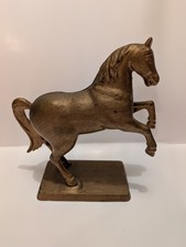 Vintage 1910/34 Prancing Horse Cast Iron Bank On Base