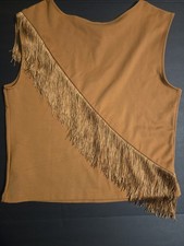 W5 brown diagonal fringe Sleeveless Tank Size...
