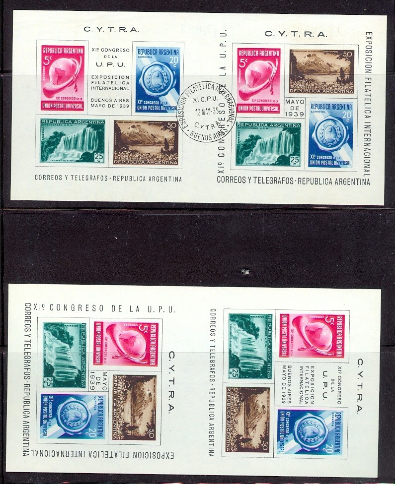 ARGENTINA 1939 s/s VARIOUS COMBOS AND FDC