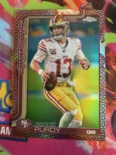 2025 Topps Chrome Football Brock Purdy Football Leather Refracror #262 SP 49ers