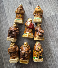 Ceramic Religious Monk Figurines Set of 8 Glossy Art Pottery Decorative