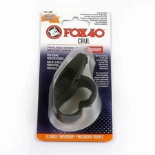 Fox 40 | Caul Fingergrip Whistle | Black | Hockey Soccer Football Referee