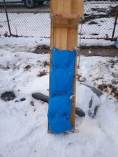 Paris Toboggan Snow Sled (wooden w / blue cushion)