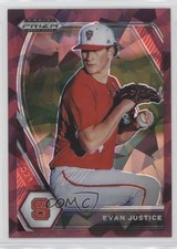 2021 Panini Prizm Draft Picks Burgundy Cracked Ice 18/23 Evan Justice 0yi8